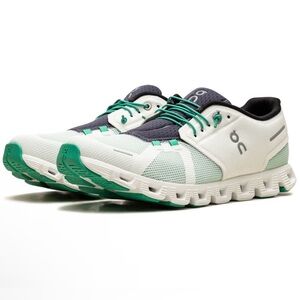 On Running Cloud 5 Push Ivory Creek Men’s Athletic Shoes in White and Teal